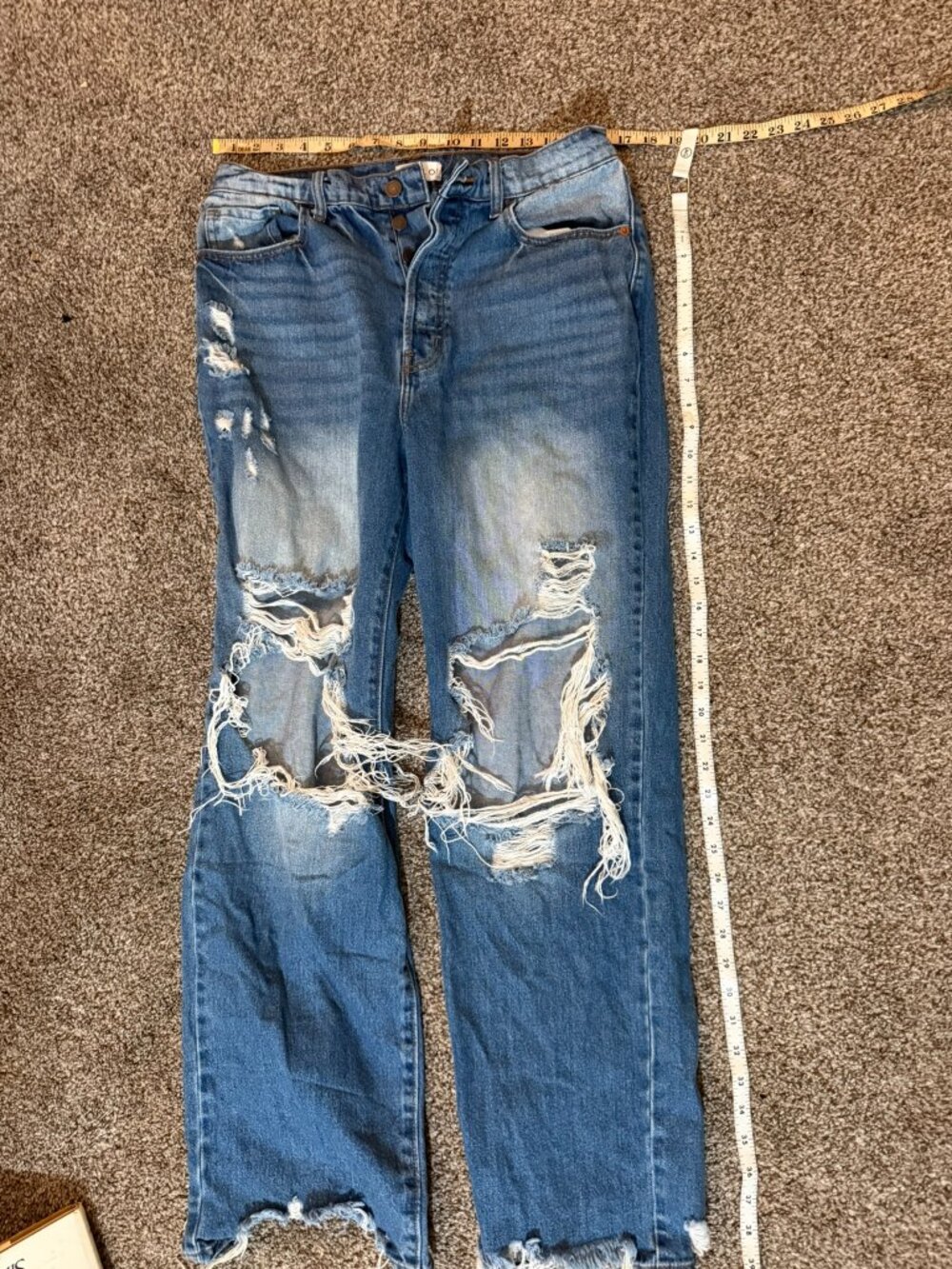 Cello Women's Distressed Light Blue Straight Leg Jeans